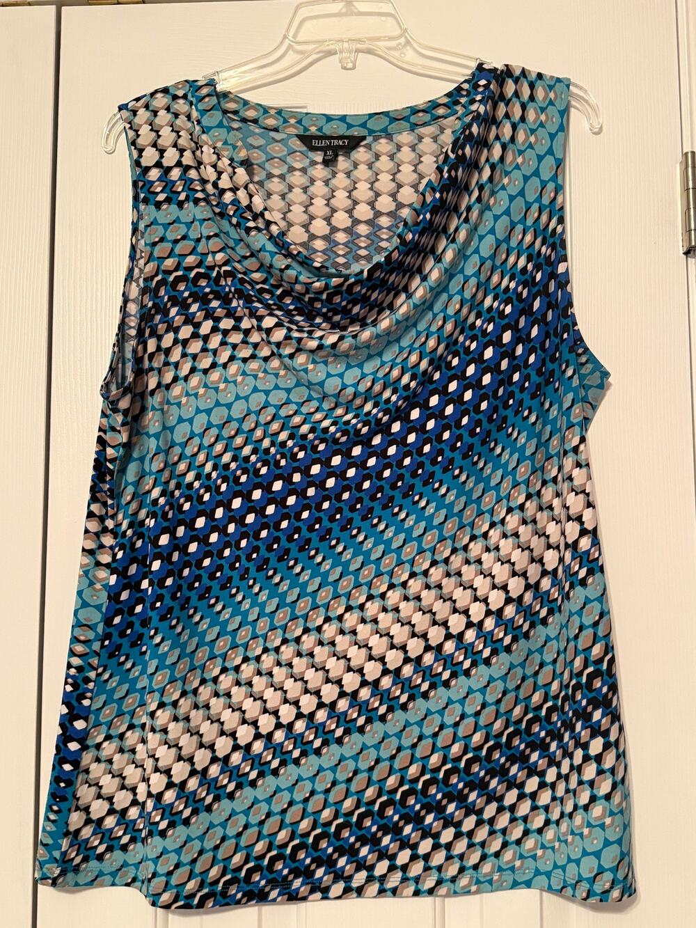 Ellen Tracy Dressy Patterned Shell, Size XL